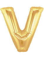 ลูกโป่งฟลอย์รูปตัวอักษร V สีทอง ไซส์จัมโบ้ 40 นิ้ว - V Letter Shape Foil Balloon Size 40" Gold Color