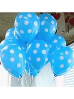 ลูกโป่งกลมนำเข้าพิมพ์ลายจุด สีฟ้าอ่อน ไซส์ 12 นิ้ว แพ็คละ 10 ใบ ( Polka Dot Printing Balloon - Light Blue Color )