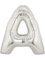ลูกโป่งฟลอย์รูปตัวอักษร A สีเงิน ไซส์เล็ก 14 นิ้ว - A Letter Shape Foil Balloon Size 14" Silver Color