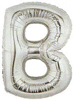 ลูกโป่งฟลอย์รูปตัวอักษร B สีเงิน ไซส์เล็ก 14 นิ้ว - B Letter Shape Foil Balloon Size 14" Silver Color