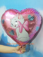 ลูกโป่งฟลอย์ทรงหัวใจ พิมพ์ลายการ์ตูน แมว Marie - Heart Shape Marie Cat Cartoon Foil Balloon / Item No. TL-B028