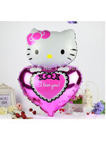 ลูกโป่งฟลอย์ Hello Kitty หัวใจ I Love You สีชมพู - Hello Kitty I Love You Pink heart Foil Balloon / Item No. TL-E022