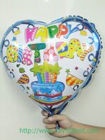 ลูกโป่งฟลอย์ Happy Birthday ทรงหัวใจ / Item No. TL-D046 - Foil Balloon Happy Birthday Heart Shape