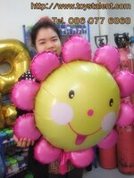 ลูกโป่งฟลอย์ Pink Flower หน้ายิ้ม ไซส์ Jumbo - Pink Flower Jumbo size Foil Balloon/ Item No.TL-A058