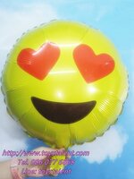 ลูกโป่งฟลอย์กลมสีเหลือง พิมพ์ลายหน้ายิ้ม (ตาหัวใจ) TL-A142 ไซส์ 18 นิ้ว/Item No.TL-A142