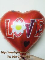 ลูกโป่งฟลอย์รูปหัวใจ พิมพ์ลาย LOVE สีแดง ไซส์ 18 นิ้ว - LOVE Heart Shape Foil Balloon / Item No.TL-E018