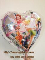 ลูกโป่งฟลอย์ลายทิงเกอร์เบลล์ ทรงหัวใจ สีเงิน - Tinker Bell Heart shape Balloon / Item No. TL-A055