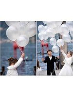 ลูกโป่งกลมเนื้อมุก สีขาว ไซส์ 10 นิ้ว แพ็คละ 10 ใบ (Round Balloons Size 10" - Pearl White Color)