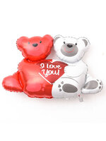 Two Bear with I Love You heart Balloon - ลายหมีคู่ถือหัวใจพิมพ์ I love you / Item No. TL-E041