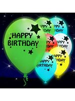 ลูกโป่ง LED พิมพ์ลาย Happy Birthday คละสี แพ็ค 5 ชิ้น ไฟสลับสี (LED Balloon Happy Birthday Mixed Color - LED RGB)