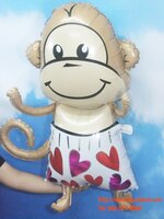 ลูกโป่งฟลอย์ ลิงน้อยใส่บ็อกเซอร์ลายหัวใจ ไซส์ใหญ่ - Monkey heart pants / Item No.TL-A133