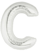 ลูกโป่งฟอยล์รูปตัวอักษร C สีเงิน ไซส์เล็ก 14 นิ้ว - C Letter Shape Foil Balloon Size 14" Silver Color