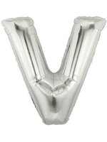 ลูกโป่งฟลอย์รูปตัวอักษร V สีเงิน ไซส์เล็ก 14 นิ้ว - V Letter Shape Foil Balloon Size 14" Silver Color
