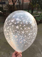 ลูกโป่งกลมสีใส พิมพ์ลายดาว ไซส์ 12 นิ้ว แพ็คละ 10 ใบ (Round Balloons 12" - Printing Star Clear latex balloons)