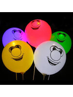 ลูกโป่งคละสี พิมพ์ลายหน้ายิ้ม Smiley แพ็ค 5 ชิ้น ไฟกระพริบ (Smiley latex Balloon - LED RGB Mode)