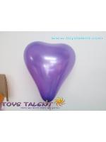 ลูกโป่งหัวใจ เนื้อเมททาลิก สีม่วงเข้ม ไซส์ 6 นิ้ว แพ็คละ 10 ใบ