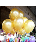 ลูกโป่งกลมเนื้อเมททัลลิก สีทอง ไซส์ 12 นิ้ว แพ็คละ 10 ใบ (Round Balloon - Gold Metallic)