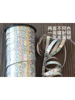 ริบบิ้นม้วนใหญ่สีเงินเลเซอร์ สำหรับผูกลูกโป่ง ยาว 350 เมตร - Silver Holographic Curling Balloon Ribbon