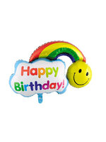 ลูกโป่งฟลอย์ HBD หน้ายิ้มกับสายรุ้ง ไซส์กลาง- Foil Balloon HBD Smiley with Rainbow Shape Medium Size / Item No.TL-D054