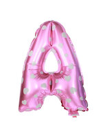 ลูกโป่งฟอยล์รูปตัวอักษร A สีชมพูพิมพ์ลายหัวใจ ไซส์เล็ก 14 นิ้ว - A Letter Shape Foil Balloon Size 14" Pink color printing Heart