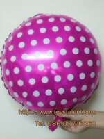 ลูกโป่งฟลอย์ทรงกลม Polk Dot จุดเล็กสีชมพูเข้มไซส์ 18 นิ้ว - Round Shape Balloon Small Polka Dot Deep Pink18" / Item No. TL-G034
