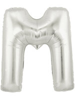 ลูกโป่งฟอยล์รูปตัวอักษร M สีเงิน ไซส์เล็ก 14 นิ้ว - M Letter Shape Foil Balloon Size 14" Silver Color