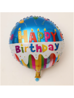ลูกโป่งฟลอย์ Happy Birthday สีฟ้า - Happy Birthday Blue candle design / Item No. TL-D009