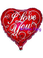 ลูกโป่งฟลอย์รูปหัวใจ พิมพ์ลาย I LOVE YOU บนลายกุหลาบแดง ไซส์ 18 นิ้ว - I Love You Heart Shape Foil Balloon / Item No.TL-E002