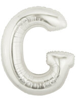 ลูกโป่งฟลอย์รูปตัวอักษร G สีเงิน ไซส์เล็ก 14 นิ้ว - G Letter Shape Foil Balloon Size 14" Silver Color