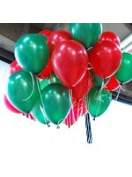 ลูกโป่งกลม เนื้อเมททัลลิก สีเขียว/สีแดง ไซส์ 10 นิ้ว แพ็คละ 10 ใบ (Round Balloons Size 10" - Metallic Green & Red Color)