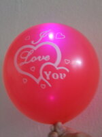 ลูกโป่งคละสี พิมพ์ลาย I Love You แพ็ค 5 ชิ้น ไฟกระพริบ (Mixed color I Love You latex Balloon - LED RGB Mode)