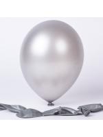 ลูกโป่งกลม เนื้อเมททัลลิก สีเงิน ไซส์ 6 นิ้ว แพ็คละ 10 ใบ (Round Metallic Silver color Balloon Size 6')