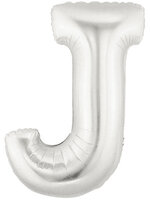ลูกโป่งฟลอย์รูปตัวอักษร J สีเงิน ไซส์เล็ก14 นิ้ว - J Letter Shape Foil Balloon Size 14" Silver Color