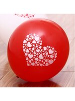 ลูกโป่งกลมนำเข้า พื้นแดง พิมพ์ลายหัวใจขาว ไซส์ 12 นิ้ว แพ็คละ 10 ใบ