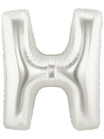 ลูกโป่งฟลอย์รูปตัวอักษร H สีเงิน ไซส์เล็ก 14 นิ้ว - H Letter Shape Foil Balloon Size 14" Silver Color