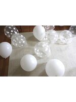 ลูกโป่งกลมสีใส พิมพ์ลายจุดขาว ไซส์ 12 นิ้ว แพ็คละ 10 ใบ