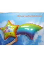 ลูกโป่งฟลอย์ HBD ดาวกับสายรุ้ง ไซส์ใหญ่ 36"- Foil Balloon HBD Star with Rainbow Shape Jumbo Size 36"/ Item No.TL-D055