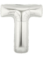 ลูกโป่งฟลอย์รูปตัวอักษร T สีเงิน ไซส์จัมโบ้ 40 นิ้ว - T Letter Shape Foil Balloon Size 40" Silver Color