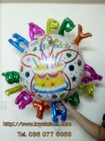 ลูกโป่งฟลอย์ Happy Birthday ทรงกลมล้อมตัวหนังสือ ไซส์จัมโบ้ 36 นิ้ว - Happy Birthday Round Shape with letters Foil Balloon / Item No. TL-D033