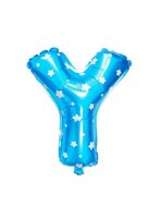 ลูกโป่งฟอยล์รูปตัวอักษร Y สีฟ้าพิมพ์ลายดาว ไซส์เล็ก 14 นิ้ว - Y Letter Shape Foil Balloon Size 14" Blue color printing Star