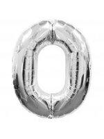 ลูกโป่งฟอยล์รูปตัวเลข 0 สีเงิน ไซส์เล็ก 14 นิ้ว - Number 0 Shape Foil Balloon Size 14" Silver Color