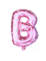 ลูกโป่งฟอยล์รูปตัวอักษร B สีชมพูพิมพ์ลายหัวใจ ไซส์เล็ก 14 นิ้ว - B Letter Shape Foil Balloon Size 14" Pink color printing Heart