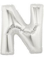ลูกโป่งฟอยล์รูปตัวอักษร N สีเงิน ไซส์เล็ก 14 นิ้ว - N Letter Shape Foil Balloon Size 14" Silver Color