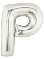 ลูกโป่งฟลอย์รูปตัวอักษร P สีเงิน ไซส์จัมโบ้ 40 นิ้ว - P Letter Shape Foil Balloon Size 40" Silver Color