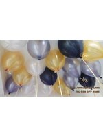 ลูกโป่งกลม เนื้อเมททัลลิก สีเทาเข้ม (ควันบุหรี่) ไซส์ 10 นิ้ว แพ็คละ 10 ใบ (Round Balloon Size 10" - Metallic Dark Gray Latex Balloons)