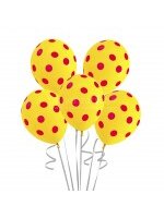 ลูกโป่งกลมนำเข้าพิมพ์ลายจุด พื้นเหลืองจุดแดง ไซส์ 12 นิ้ว แพ็คละ 10 ใบ ( Polka Dot Printing Balloon - Yellow/red Color )