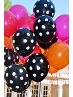 ลูกโป่งกลมนำเข้า พิมพ์ลายจุด สีดำ ไซส์ 12 นิ้ว แพ็คละ 10 ใบ ( Polka Dot Printing Balloon - Black Color )