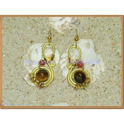 ต่างหูทองเหลือง สีนำตาล BE-005-02