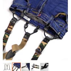 สายรัดกางเกงเอี๊ยม มาตรฐาน 6จุด หูคู่ กว้าง 3cm แบบ Y ลายพรางทหาร