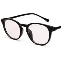 กรอบแว่นตาแฟชั่น เรโทร วินเทจ ทรงกลม ขาสลิมกลมสีล้วน สีดำด้าน